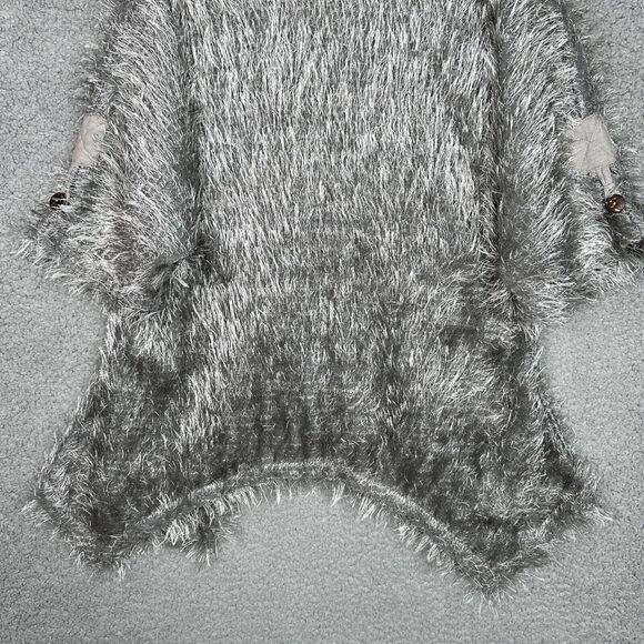 Kaktus Gray Fuzzy‎ Textured Cardigan Sweater Women’s Small Boho Button Front - Picture 12 of 16